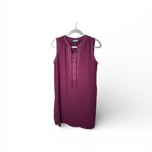 Fleur Bleue Maroon Embroidered Tasseled Tunic Dress Size 6